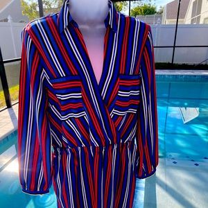 Express Women’s long sleeve stripped v neck dress size Medium